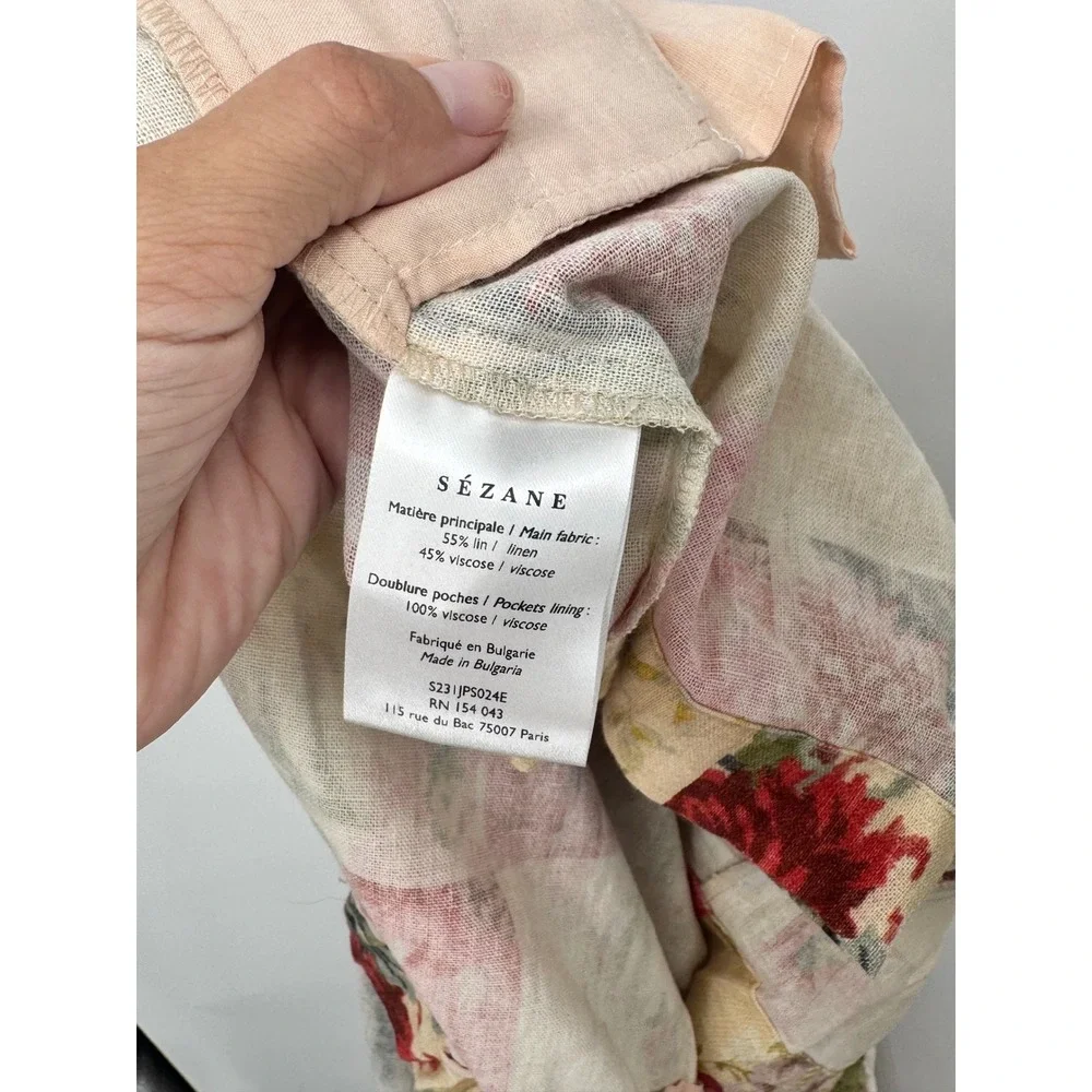 Sezane Short Ruby Romper Women Size 14 Maxi Fleurs Patchwork Floral Belted
